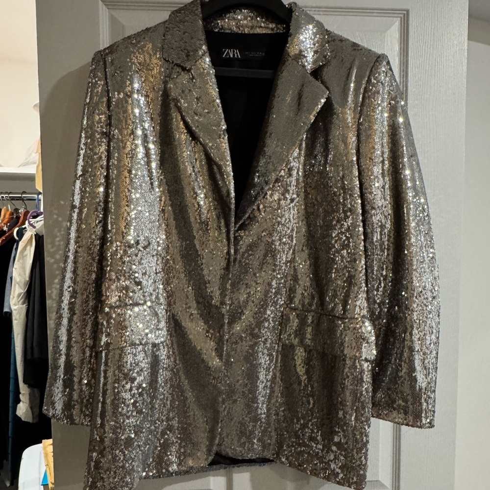Zara Sequined jacket with snap closure